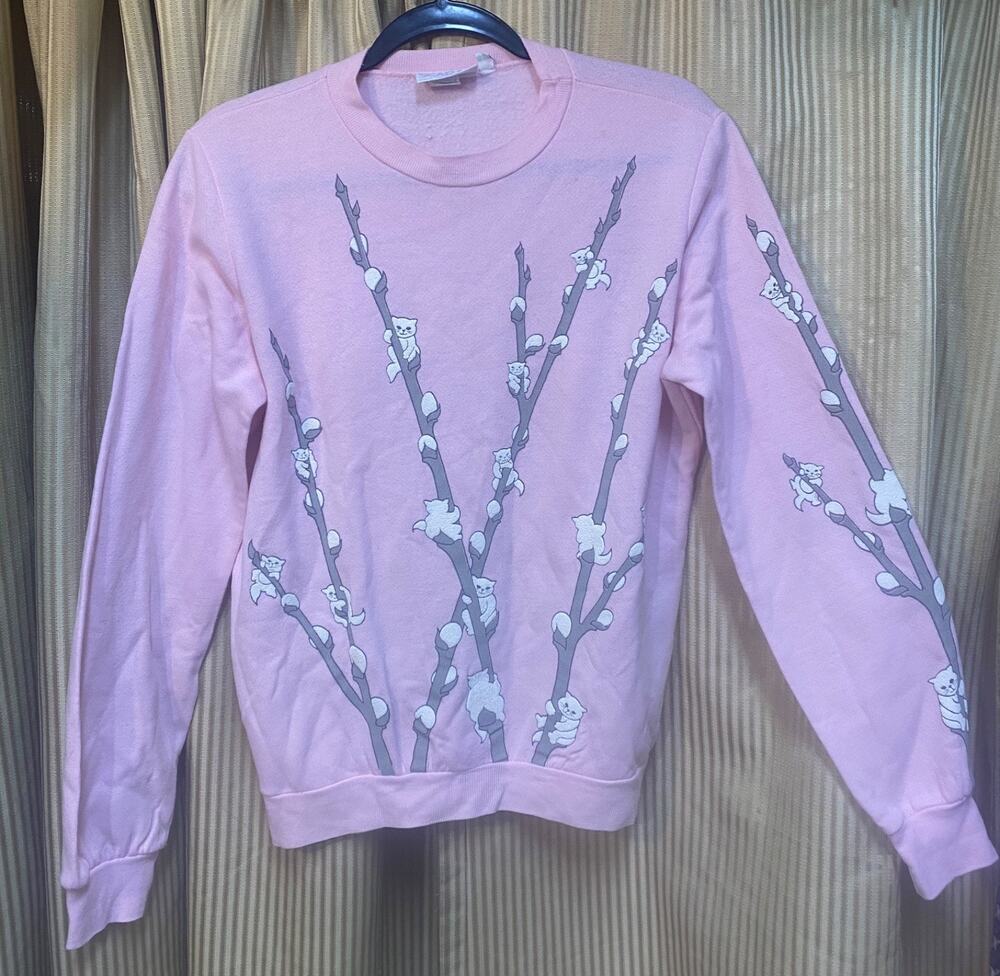 Scarab San Francisco Vintage Pink Sweatshirt, Cats Puff Paint, USA medium